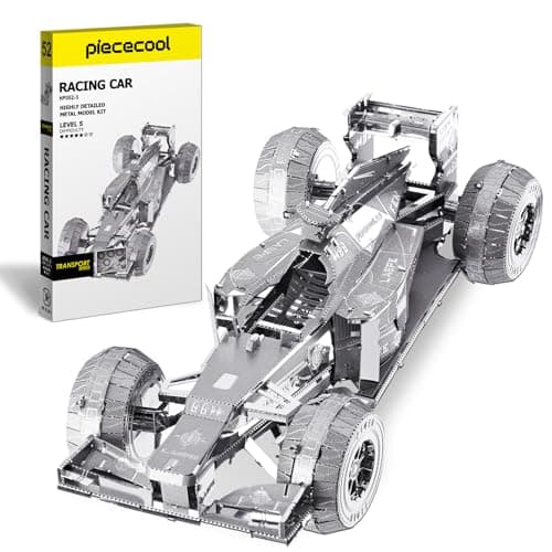 Image of Piececool 3D Puzzle Metal Silver Formula Racing, Classic Transportation Craft Model Kits for Adults to Build, 3D Puzzles Adult Teens for 304 Stainless Steel, Ideal as Gifts, Home Decoration, 69 Pieces