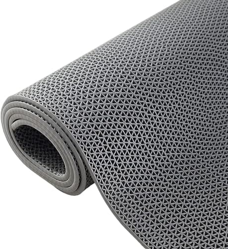 Image of BWKJMY Drainage Non Slip Floor Mat 0.9x3m 5.5mm Thick Commercial Rubber Mat Garage Pools Restaurant Bars Bathroom Patio Outdoor Indoor Splash Matting, Waterproof Carpet Grey Mat