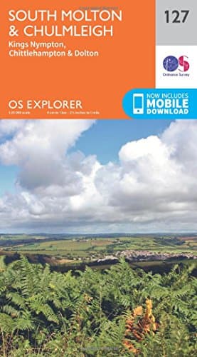 Image of South Molton & Chulmleigh Map | Kings Nympton, Chittlehampton & Dolton | Ordnance Survey | OS Explorer Map 127| England | Walks | Hiking | Maps | Adventure