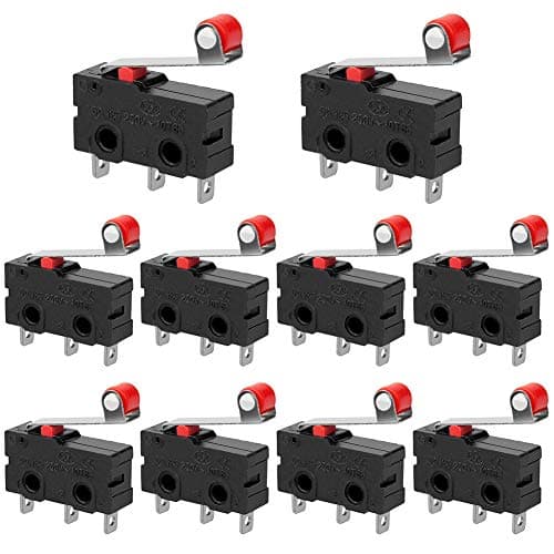 Image of InduSKY 10Pcs Micro Limit Switch with Momentary Roller Lever Arm AC 250V 5A SPDT 1NO 1NC Snap Action Micro Switches