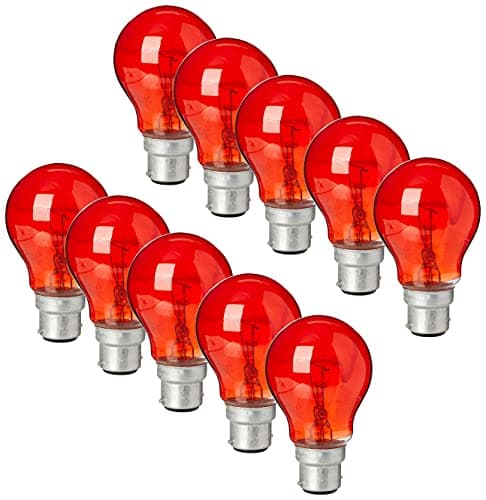 Image of Status Incandescent GLS Fireglow Light Bulb | 60 watt Large Bayonet Cap | Pack of 10 | Red | 60SGBCFG10