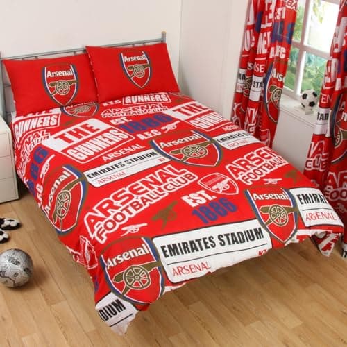 Image of FOCO Officially Licensed Arsenal FC Football Patch Double Duvet Cover Bedding Set | Includes Matching Pillowcases