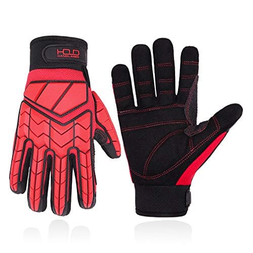 Image of HANDLANDY Anti Vibration Gloves, SBR Padding, TPR Protector Impact Gloves, Men Mechanic Work Gloves (XL, Red)