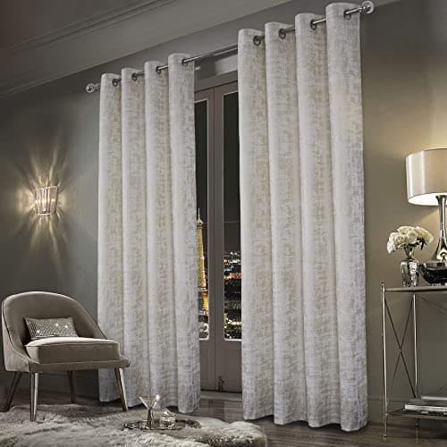 Image of always4u 100% Blackout Curtains Eyelet Soft Velvet Curtains Printed Thermal Insulated Gold Foil Drapes Shining Luxury Window Treatment 1 Pair White 66 * 72