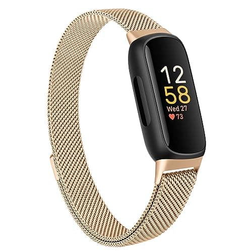 Image of Vancle Strap compatible with Fitbit Inspire 3 Straps for Women Men, Stainless Steel Mesh Loop Adjustable Wristband Replacement Strap (Rose Gold)
