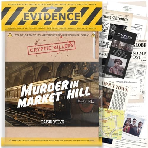 Image of Unsolved murder mystery game - Cold Case Files Investigation - CRYPTIC KILLERS - Detective Evidence & Crime File - individuals, date nights & party games- "Murder in Market Hill"