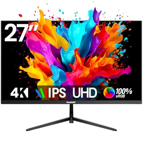 Image of Gawfolk 27 inch 4K PC Monitor, UHD 3840 x 2160p IPS 60HZ Computer Monitors VA Screen for Home & Office, Support HDMI 2.0, DP 1.4 (black), VESA 75 x 75 mm