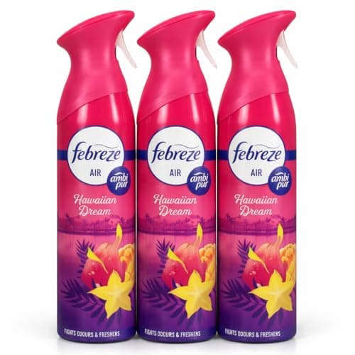 Image of Febreze Air Freshener Spray HAWAIIAN DREAM 185ML x 3 – Fights Odours & Freshens | Odour Eliminator with OdourClear Technology | Non-Flammable, Long-Lasting Room Freshener