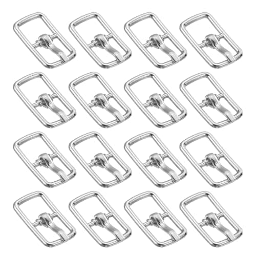 Image of sourcing map 20Pcs Metal Roller Buckles, 7mm - 0.28" Rectangle Sewing Mini Buckles Webbing Slider Single Pin Slides for DIY Craft Accessories Clothes Belt (Silver, 17.5mm)