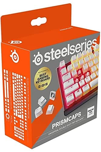 Image of SteelSeries PrismCaps – Double Shot Pudding-style Keycaps – Durable PBT Thermoplastic – Compatible with Most Mechanical Keyboards – MX Stems – White (UK Layout)