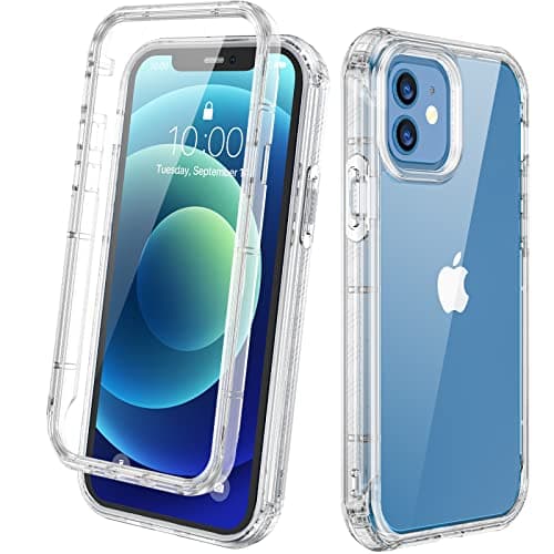 Image of Diaclara Compatible with iPhone 12/12 Pro Case, 360° Full Body with Built-in Screen Protector Touch Sensitive Shockproof Bumper Case Cover Clear-Back Designed Compatible for iPhone 12 6.1"-Clear