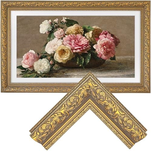 Image of Samsung the Frame TV Bezel/Mounts,compatible ONLY with Samsung The Frame TV 32"(Fits 2021-2026 models, model codes:32LS03A/B/C/D/FA/FW) (Light Gold, 32-LS03)
