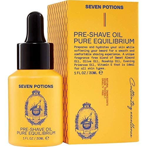 Image of Seven Potions Pre-Shave Oil For Men — Ideal for Sensitive Skin, Helps Prevent Irritation, Lubricates and Protects Face — Natural, Vegan, Cruelty Free (30ml)
