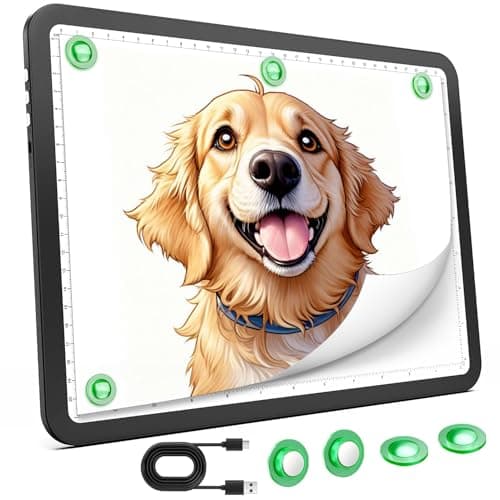 Image of Up To 9000Lux Super Bright A4 Light Pad,Rechargeable light box with 4000mAH Lithium Battery for Cricut Weeding Vinyl Tool,Magnet light box for tracing,light board for Diamond Painting,Sketching,Tattoo