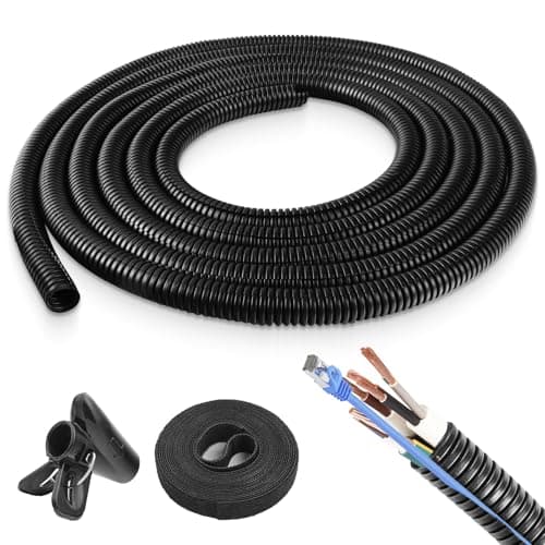 Image of Cable Management Sleeve, 25mm Cables Tidy, 3m Cord Protector Wire Loom Tubing For Tv Pc Wire Manage And Organize Prevents Pet Damage Reduces Tripping Hazards Ideal For Home Office Use - Black