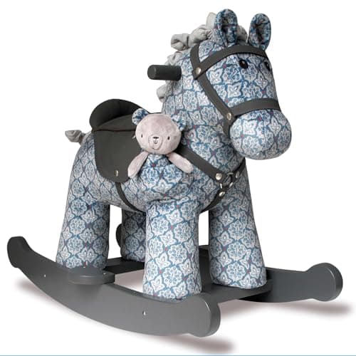 Image of Little Bird Told Me - Louie & Duke Rocking Horse for Baby/Toddler 9+ Months Unisex - Leatherette Saddle & Bridle, Solid Wooden Frame & Rockers, Removable Plush Toy - British Brand Since 2007