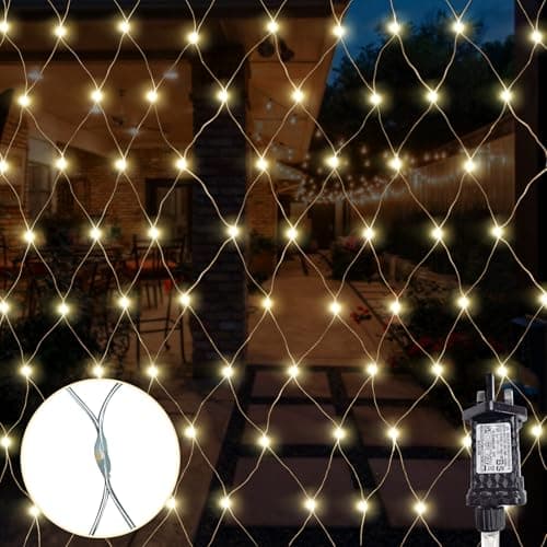 Image of Gresonic Net Lights, 270LED 3x3m Garden Fairy String Lights Warm White 8 Modes Mains Powered Timer Waterproof Low Voltage Outdoor & Indoor for Fence, Balcony, Gazebo Décor(270LED)