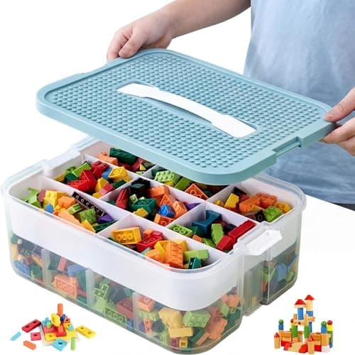 Image of Zynaxir Storage Boxes with Lids for Lego, Stackable Toys Organizer Storage Case, Plastic Building Blocks Storage Box, Transparent Toy Box Organizer for Storing Blocks, Tools, Board, Jewelry