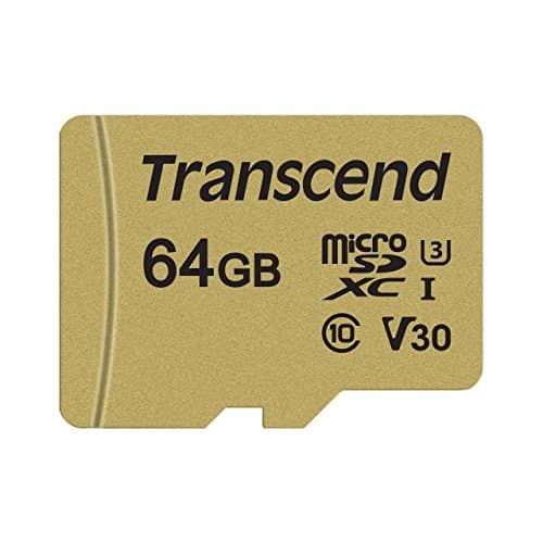 Image of Transcend 64GB microSDXC 500S Memory Card UHS- I, C10, U3, V30, 4K, Full HD, Up to 95/80 MB/s (ideal for action cameras and drone cameras) TS64GUSD500S