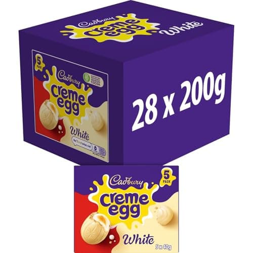 Image of Cadbury White Chocolate Creme Egg Filled Egg 200g (5 Pack), Box of 28