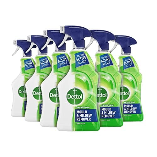 Image of Dettol Mould Spray, Multipack of 6 X 750ml, Total 4L, Mould Remover, Mould Spray, Bleach Spray, Bathroom Mould Remover, Antibacterial, Disinfectant Sprays, Household Cleaners