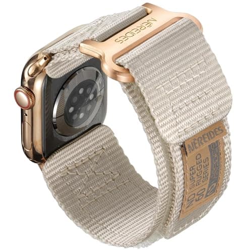 Image of Nereides Compatible with Apple Watch Straps Series 11 10 9 8 7 6 5 4 3 2 1 SE SE2 SE3, Nylon Sport Replacement Band for iWatch Strap 42mm 41mm 40mm 38mm (Beige)