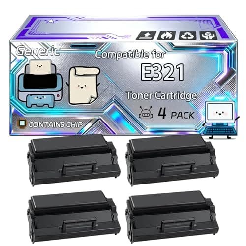 Image of E321 Toner Cartridge Compatible for Lexmark E321 E323t E323tn Optra E321 Optra E323 Optra E323n Printers, With Chip, 3000 Pages, Vibrant Colours (4 Pack Black)