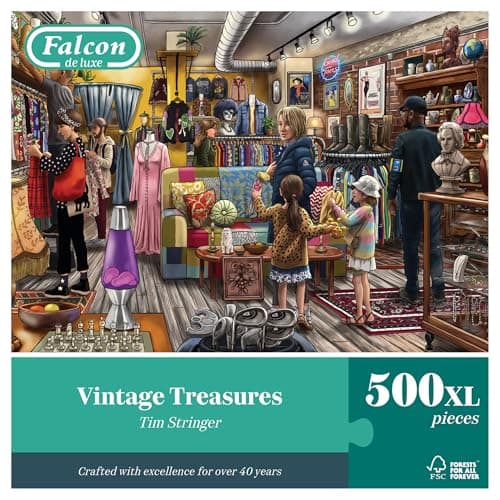 Image of Falcon Vintage Treasures - 500 XL Piece Jigsaw Puzzle for Adults - Beautifully Illustrated 500 Pc Adults Jigsaw Puzzle, Fun Activity for Home, Puzzles for Rainy Days, Birthday Jumbo
