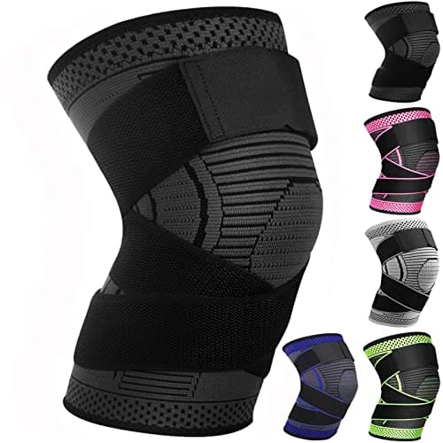 Image of Ruilaibao Adjustable Knee Support Brace 1 pack Compression Knee Sleeves for Men Women Use for Meniscus Tear, Arthritis, Tendinitis, Ligament Injury,Weight Lifting, Anti Slip Knee Brace (Black, Large)