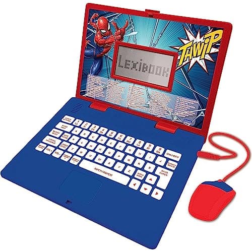 Image of LEXIBOOK, Spider-Man, Educational and Bilingual Laptop Italian/English, Toy with 124 Activities to Learn, Play Games and Music, Blue/Red, JC598SPi5
