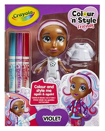 Image of CRAYOLA Colour 'n' Style Friends: Violet | Colour & Style Your Own Doll, Again and Again! (Includes Magic Dry-Erase Pens) | Ideal For Kids Aged 3+
