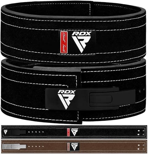 Image of RDX Powerlifting Belt for Weight Lifting, Approved by IPL and USPA, Lever Buckle Gym Training Leather Belt 10mm Thick 4 inches Lumbar Back Support Men Women Bodybuilding Deadlifts