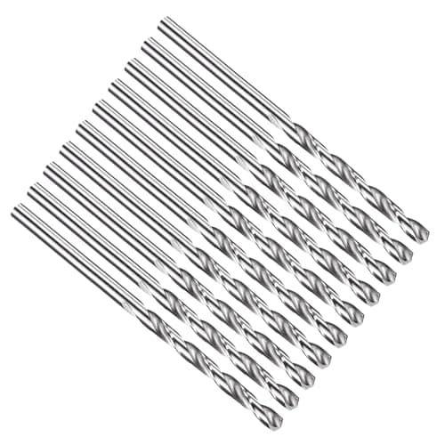 Image of PATIKIL 2.8mm Drill Bit, Jobber Straight Shank M2 High-Speed Steel 135° Uncoated Bright for Stainless Steel Medium Hard Metal - 10 Pack