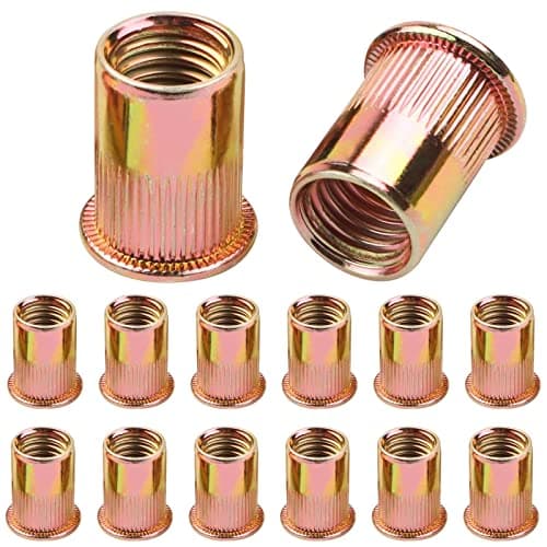 Image of 100 Pcs Rivet Nuts M6, Leryati Zinc Plated Threaded Rivet Inserts Flat Head Carbon Steel Blind Rivnuts, Nutsert Rivnuts Kit M6 Nut Pitch-1mm