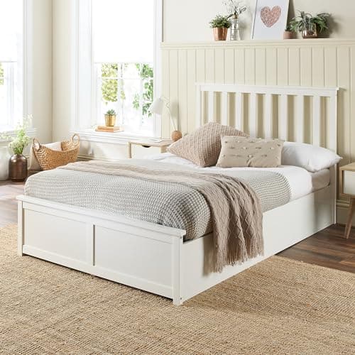 Image of Aspire Beds White Painted Wood Ottoman Storage Bed Frame, Small Double (120 x 190 cm)