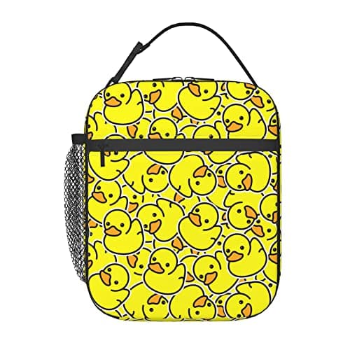Image of qaxcdmky Little Yellow Duck Insulated Lunch Bag, Oxford Cloth, Keeps Food Hot/Cold