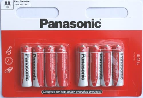 Image of PANASONIC AA Zinc Chloride Red Color Disposable Batteries R6 - Pack of 4, 200 g