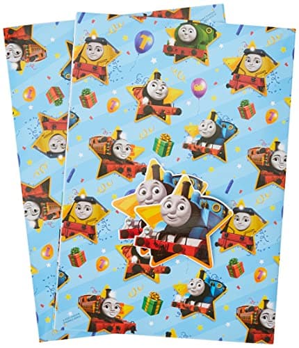 Image of Thomas & Friends Gift Wrapping Paper - Two Sheet Two Tags, Thomas the Tank Engine Birthday Wrap