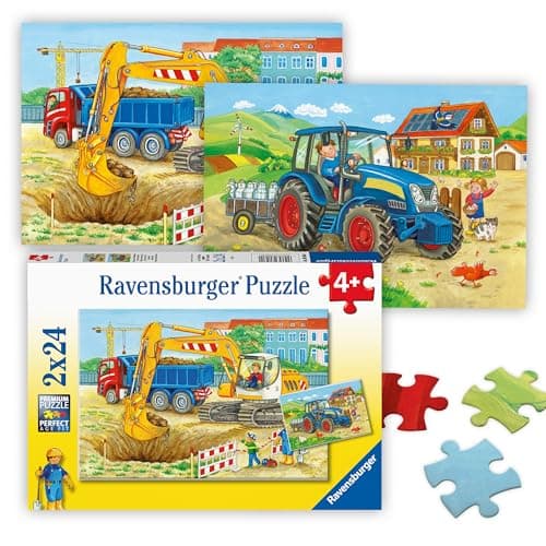 Image of Ravensburger Farm & Building Site 2X 24 Piece Jigsaw Puzzles For Kids Age 4 Years Up - Educational Toddler Toys [Amazon Exclusive]