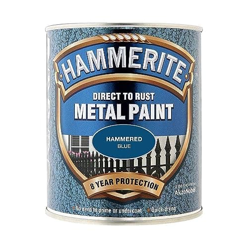 Image of ICI Hammerite 5092938 Direct to Rust Metal Paint - Hammered Blue Finish 750ML