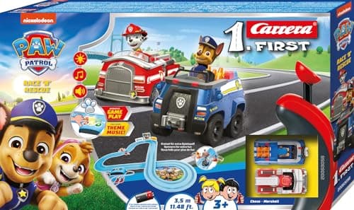 Image of Carrera FIRST 20063058 PAW Patrol - Race 'N' Rescue - FIRST Slot Racing Track, With Lights, Sounds & Music, For Children From 3 Years And Adults, 3.5 Metres, With Chase & Marshall