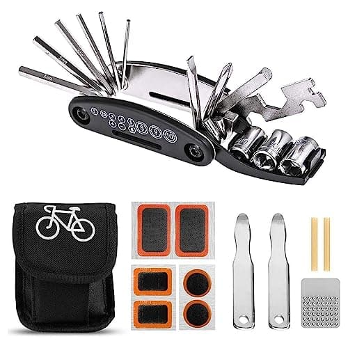 Image of Bike Tool Kit, 16 in 1 Multifunction Bike Repair Tool Kits Bicycle Fix Set Cycling Tire Puncture Mountain Road Bike Accessories with Storage Bag