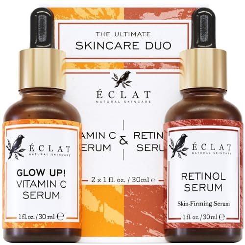 Image of Eclat Skincare Face Serum Set – Vitamin C & Retinol Serum for Face - Anti Wrinkle, Dark Spots, Hydrating Facial Routine – 2 Pack Anti Aging Skin Care Set