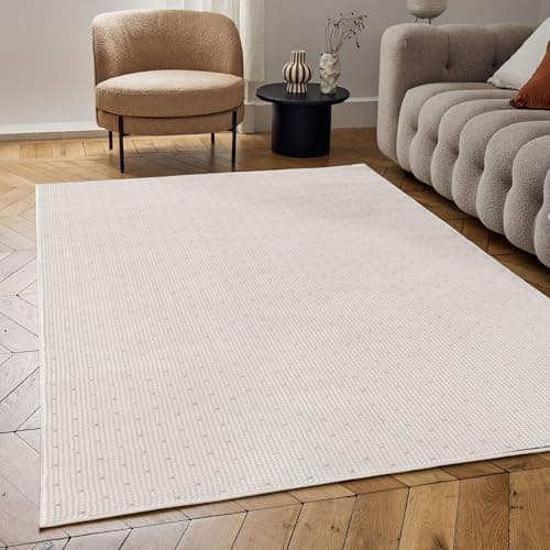 Image of THE RUGS Carmel Modern Area Rug - Stain-Resistant, Non-Shedding, Durable Rugs for Living Room and Bedroom [ Dots Grey, 160x230 cm ]