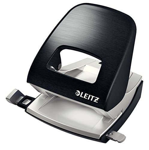 Image of Leitz Hole Punch, 30 Sheets, Guide Bar with Format Markings, Metal, Style Range, 50060094 - Satin Black