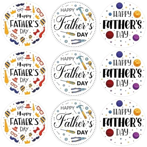 Image of 240Pcs Fathers Day Stickers Fathers Day Decorations Gift Tags for Presents Birthday Envelope Seals Cards Wrap Box Thank You Gifts Round Happy Father's Day Stickers Party Favors Decorations