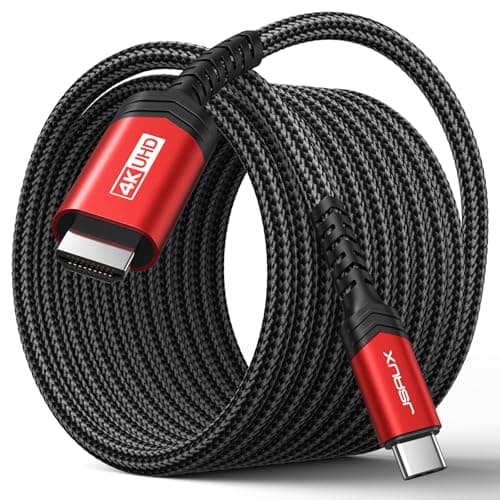 Image of JSAUX USB C to HDMI Cable 2M | 4K@60Hz USB 3.1 Type C to HDMI 2.0 Cord, Compatible with Thunderbolt 3/4, Galaxy S8 to S22, MacBook Pro/Air, iPad Pro, iMac, Mac Mini -Red