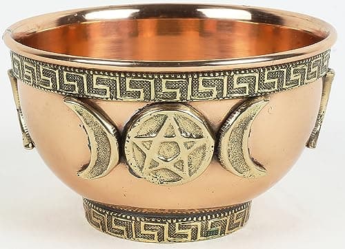 Image of Indian Consigners Small Altar Witchcraft Serving, Offering or Smudging Bowl (Triple Moon Bowl), Copper