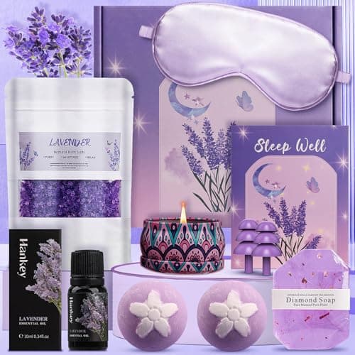Image of Pearshek Lavender Pamper Gift Set for Women - Luxury Relaxation Spa Hamper for Her, Unique Birthday Gifts, Self Care Box with Essential Oils, Ideal for Mum, Sister, Mother's Day & Get Well Soon