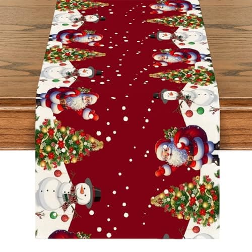 Image of BSITSSS Christmas Table Runner Snowmen, 33×180 CM Christmas Runners for Tables, Old Man Christmas Table Runners for Indoor Outdoor, Tables Runner Party, CHRISTMAS Tree Dining TableRunner